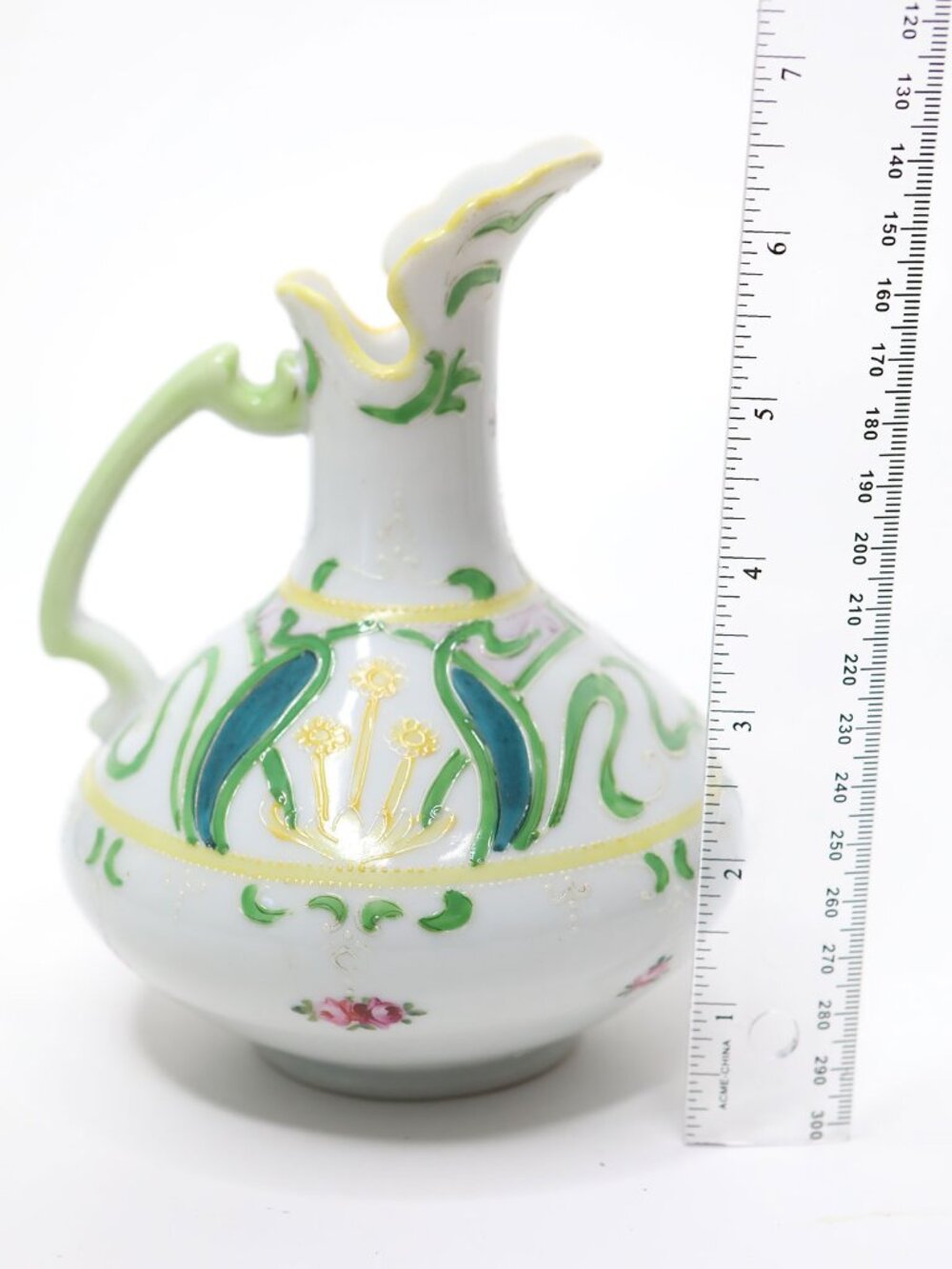 Vintage Hand Painted Nippon Porcelain Pitcher Floral Art Nouveau Style Gold Trim - Picture 3 of 8